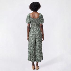 Womens Luxology Short Sleeve Square Neck Floral Challis Jumpsuit alternate view